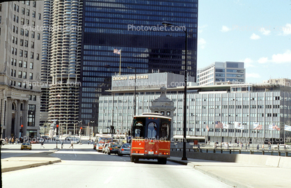 the old Chicago Sun-Times building, no longer there, Trolley