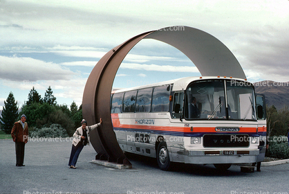 Bolvo Bus, Hoop Arch, unique, Horizon Bus Tours, New Zealand, person leaning, 1984, 1980s