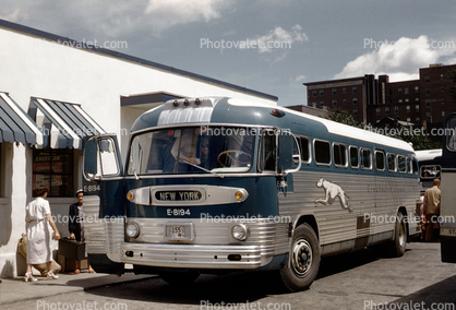 E-8194, Silverside, Greyhound Bus Boarding, depot, building, NYC, 1957, 1950s
