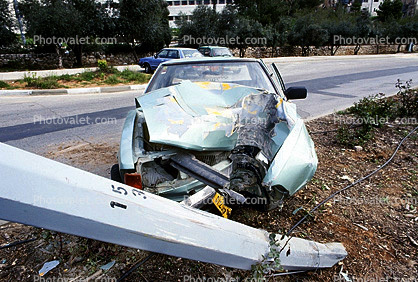 Car Accident, Auto, Pole, Jerusalem