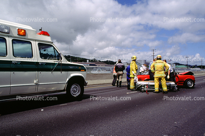 Ambulance, Auto, Car, Smashed, Automobile, US Highway 101
