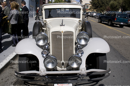 Whitewall Tires, Gangster Car, head-on, automobile, 1930 Chrysler Imperial, Close Coupled Sedan, Chrysler Imperial Eight Limousine