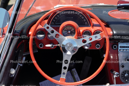 Steering Wheel, Speedometer, 1960 Chevy Corvette Dashboard