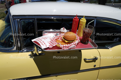 1957 Chevy Belair, Drive-In Food, Burgers, Fries, Peggy Sue Car Show & Cruise event, June 7 2019