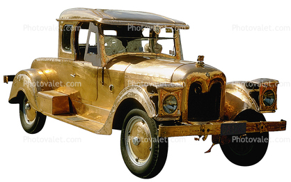 Gold automobile, photo-object, object, cut-out, cutout, 1950s