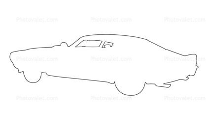 Camero outline, automobile, line drawing, shape