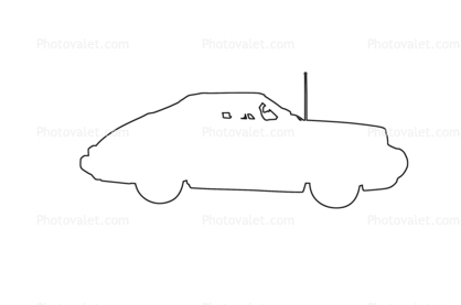 Porsche outline, line drawing, shape