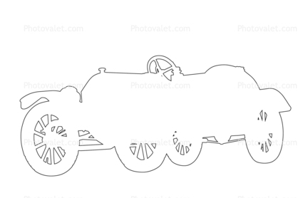 Hudson, Roadster outline, line drawing, shape