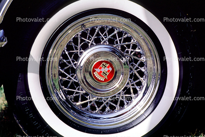Cadillac, White Wall Tires, Wire Wheel, Round, Circular, Circle