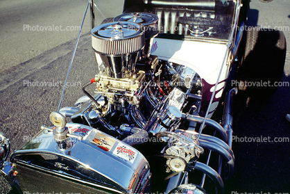 Ford, Chrome Engine, Air Filter, Hotrod, roadster, Hood Ornament, Izzies Cruise Night, Paradise