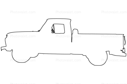 Ford, pickup truck outline, automobile, line drawing, shape
