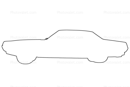Ford Mercury Cougar outline, automobile, line drawing, shape, 1960s