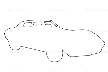 Chevrolet, Stingray outline, Chevy, automobile, line drawing, shape, 1970s