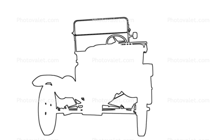 Model-T, Ford outline, automobile, line drawing, shape, 1930's