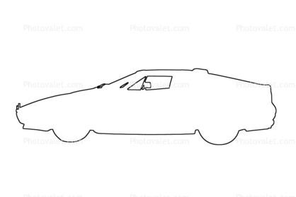 Ferrari outline, automobile, line drawing, shape