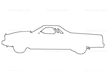 Chevrolet, El Camino outline, Chevy, automobile, line drawing, shape
