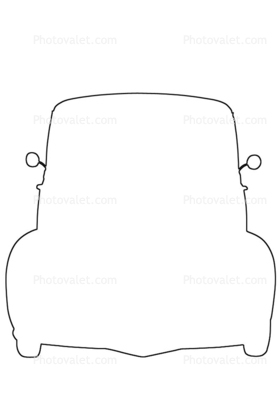  outline head-on, automobile, line drawing, shape