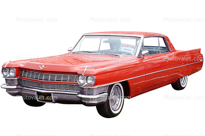 Cadillac, Fins, Whitewall Tires, Headlight, Chrome Radiator Grill, Bumper, automobile, photo-object, object, cut-out, cutout, 1960s