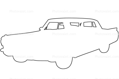 Cadillac outline, automobile, line drawing, shape, 1960s