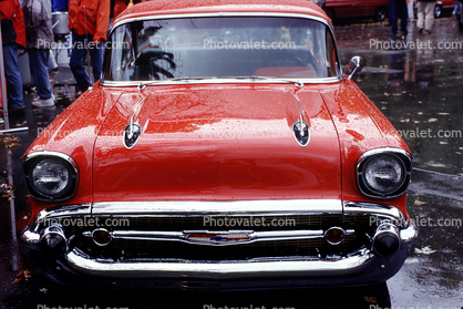 Chevrolet, Dagmar Bumps, 1957 Chevy Bel air, head-on, Hood Ornament, Bumper, Headlights