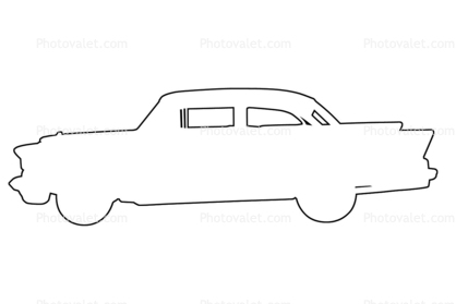 Chevy Belair outline, automobile, line drawing, shape