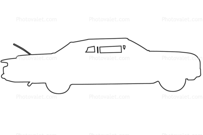 Chevrolet Impala outline, automobile, line drawing, shape