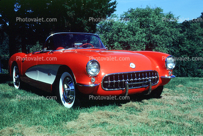 1957 Chevrolet Corvette, Chevy, whitewall tires, automobile, 1950s