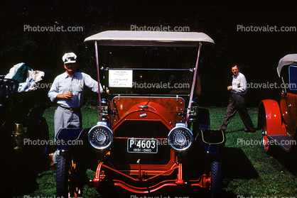 1913 Overland, Headlamps, Radiator Grill, Oldtime Car, head-on, Granville Ohio, 1951, 1950s
