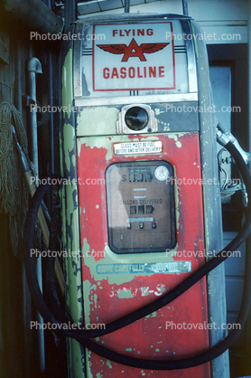 Flying A Gasoline, Broken Down Gas Pump
