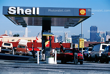 Shell Gas Station, Car, Automobile, Vehicle