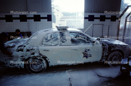 SFPD, Patrol Car, Police, Getting Washed, automobile