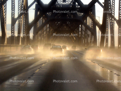 after the rain on the east span of the Bay Bridge, San Francisco Oakland Bay Bridge