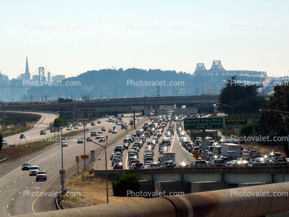 Interstate Highway I-80, Bay Bridge Toll Plaza, traffic jam, tollbooth, congestion