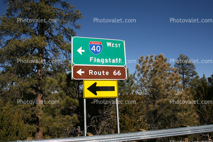 Route-66, Interstate Highway I-40, Arizona, Caution, warning