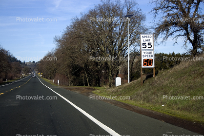 Winter Weather, Highway US 101, North Bound, Mendocino County, Speed Sign, Your Speed