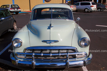 Chevrolet Deluxe coupe, Car, parked, automobile, chrome grill, four door, Bel Air, San Anselmo, Marin County