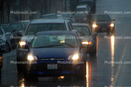 Sir Francis Drake Boulevard, rain, rainy, Cars, Vehicle, Automobile, Marin County, California, Car