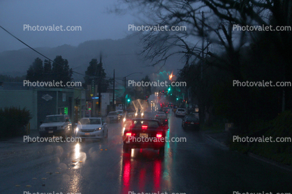Sir Francis Drake Boulevard, rain, rainy, Cars, Vehicle, Automobile, Fairfax, Marin County, California, Car