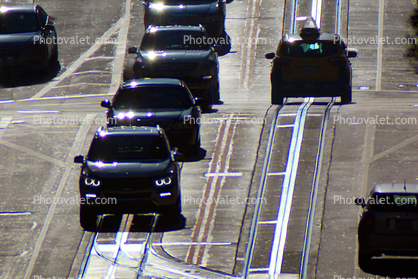 Cars on Nob Hill, California Street, tracks, mean headlight eyes, Vehicle, Automobile, Car