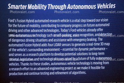 Ford Fusion Hybrid Research Vehicle, Autonomous Vehicle Development Fleet, CES 2016, LiDAR sensor, CES Convention 2016, Consumer Electronics Show, tradeshow