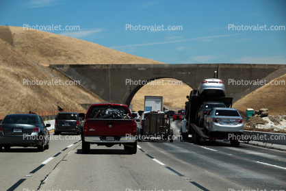 Interstate Highway I-580, east of Livermore, California, cars