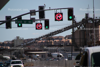 Traffic Signal Light, no right turn, cars