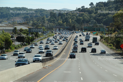 Highway 101, Corte Madera, Marin County California, cars