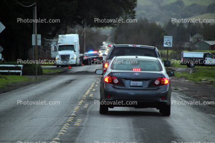 Traffic Jam in Napa County, Sonoma Creek, cars