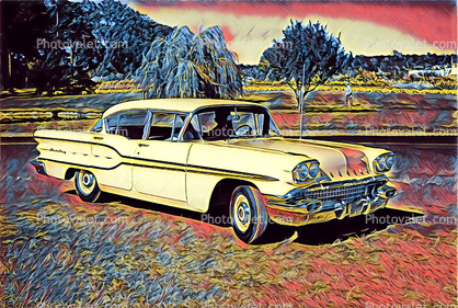 Pontiac, 4-door sedan, car, 1950s