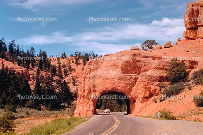 Red Arch Road Tunnel, near Bryce Canyon NP, Natural Bridge, Panguitch, 1953, 1950s