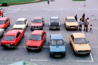 Cars, vehicles, Automobile, Parking Lot, 1970s