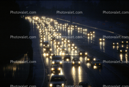 Highway 101, Level-D Traffic, Twilight, Dusk, Dawn, Cars, vehicles, Automobile