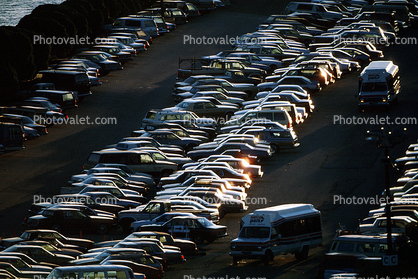 airport parking lot, Burlingame, California, cars, courtesy van