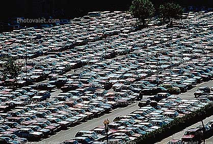 Parked Cars, lot, automobile, sedan, Vehicle, packed